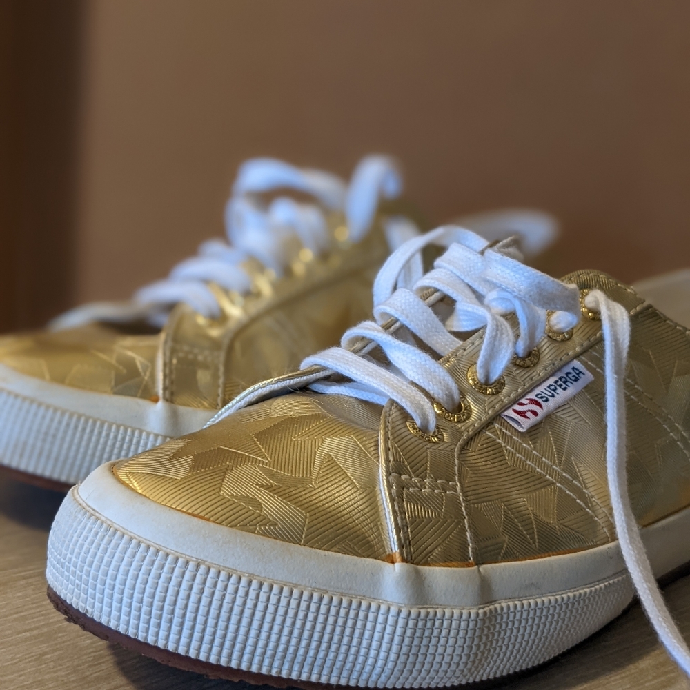 Superga Metallic Gold Star Sneakers
